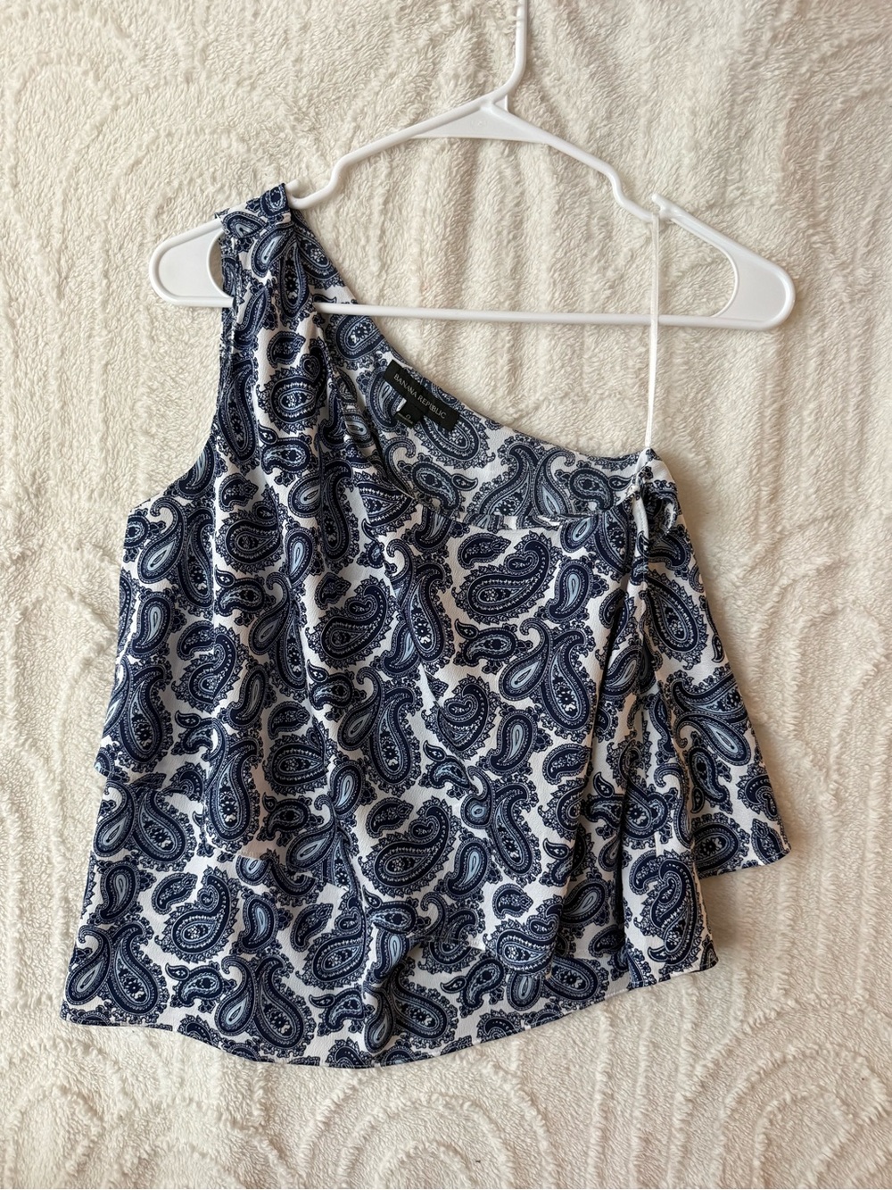 Banana Republic One-Shoulder Paisley Camisole - Navy & White